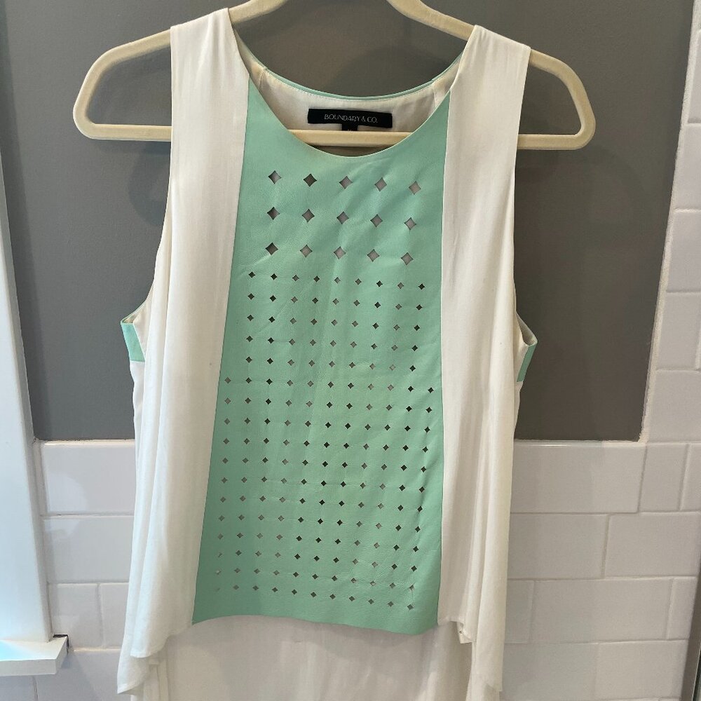 Boundary & Co. Leather Laser-cut Mint Tank Top